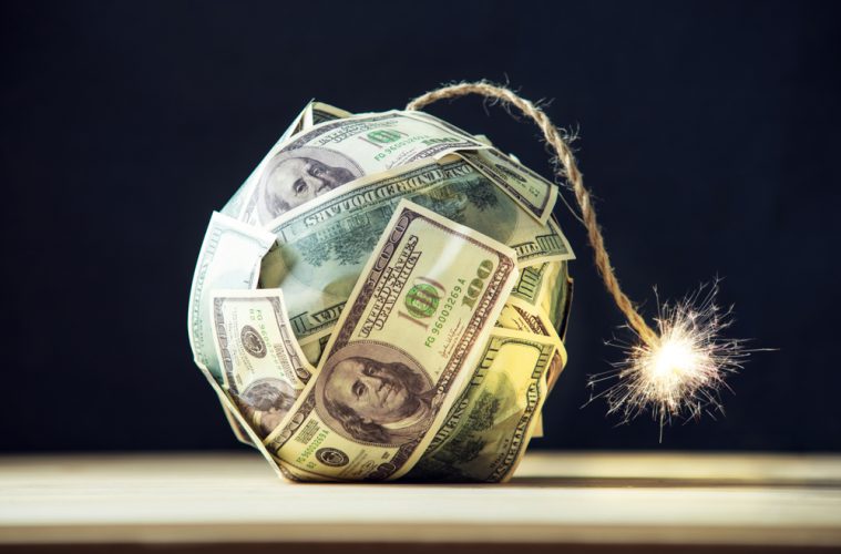image of bomb made from dollar notes